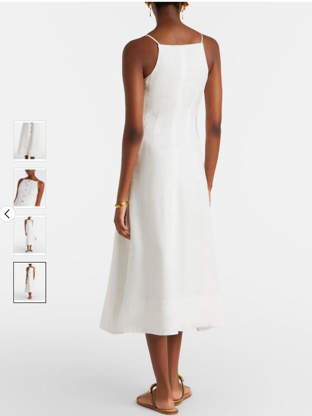 Veronica Beard White Linen Button-Front Midi Dress - Picture 4 of 7